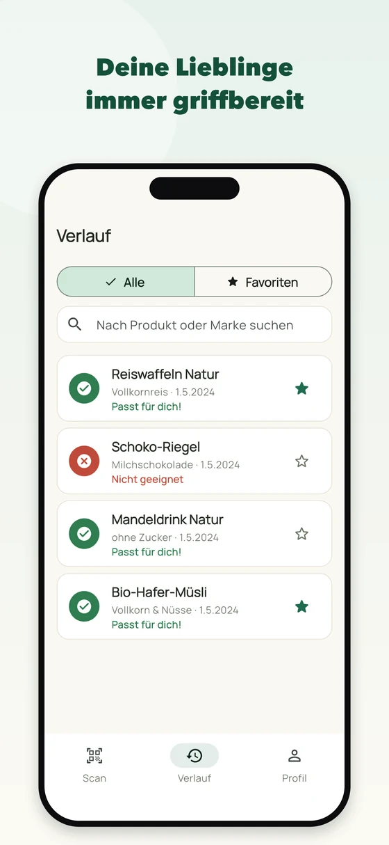 Verlauf und Favoriten